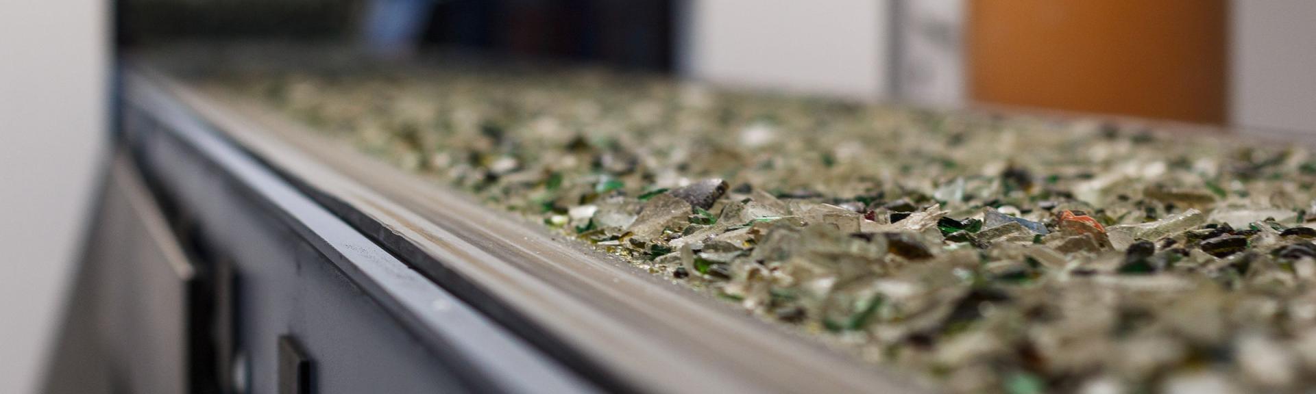 Glass on a conveyor belt